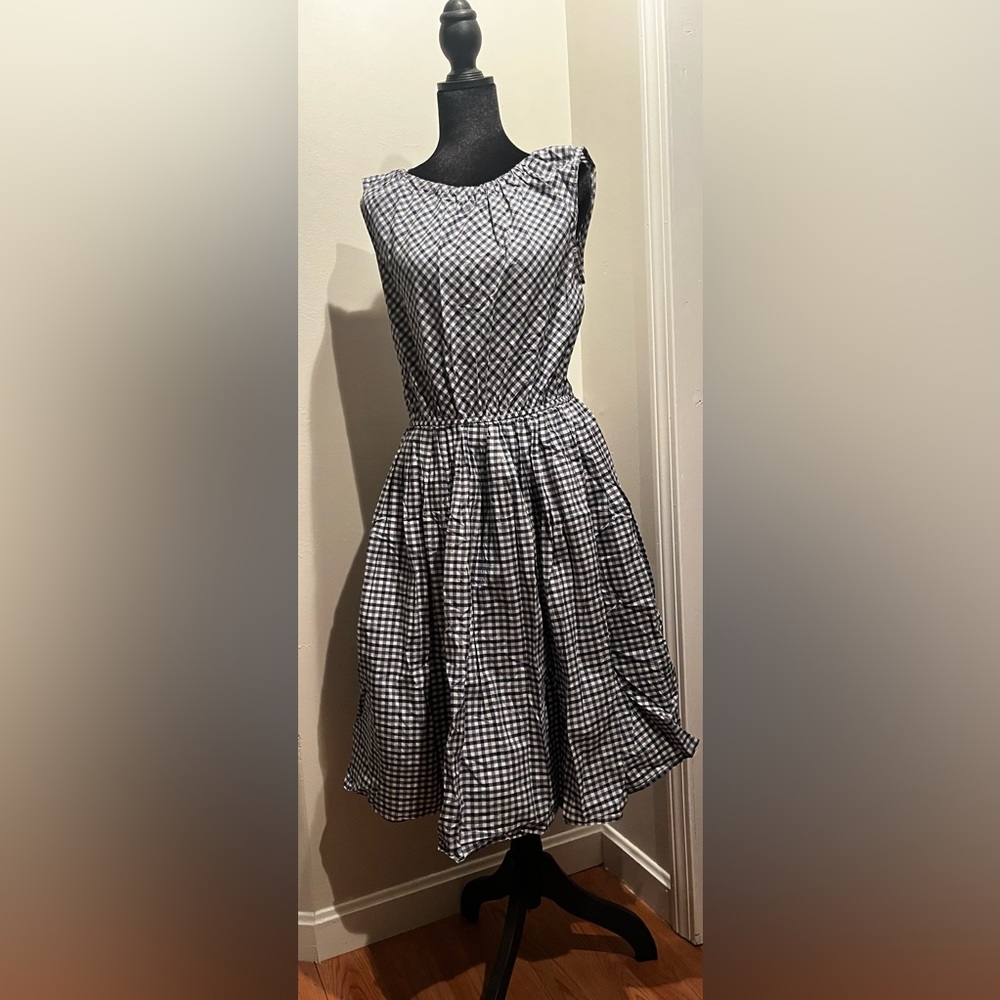 Merona Navy and White Checkered Dress